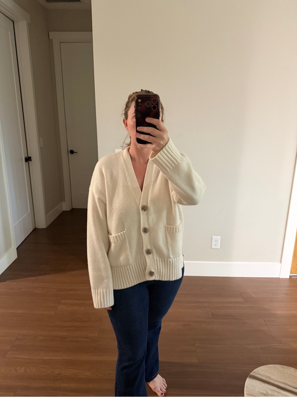Cozy Cream Button-Down Women's Cardigan